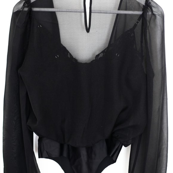 BNWT Cami NYC Silk & Lace Teresa V-Neck Bodysuit in Black, Sz. S/US 2, RRP$345 - Picture 5 of 7